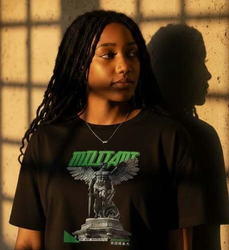 CROPPED MILITANT ANGEL T-SHIRT