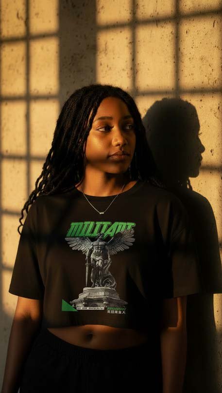 CROPPED MILITANT ANGEL T-SHIRT